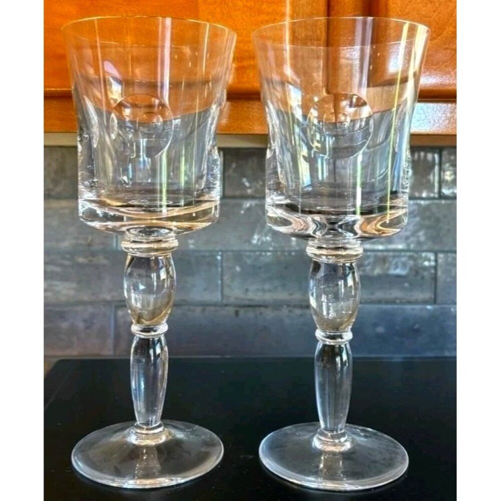 2 Vintage Saint-Louis Cosmos Crystal Claret Water Goblets Wine Glasses France